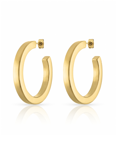 Shop Ben Oni Polished Non-tarnish Square Edge Hoop Earrings, 1.65" In Gold