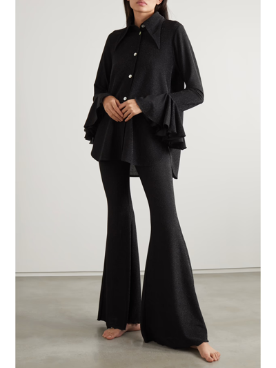 Shop Sleeper Lurex Lounge Suit With Pants In Black
