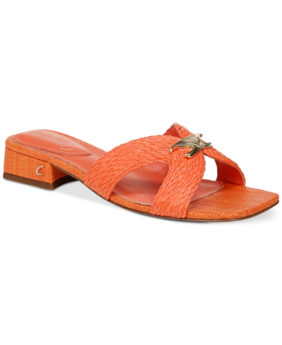 Shop Circus Ny By Sam Edelman Women's Joella Weave Block-heel Slide Sandals In Dark Aura Orange Raffia