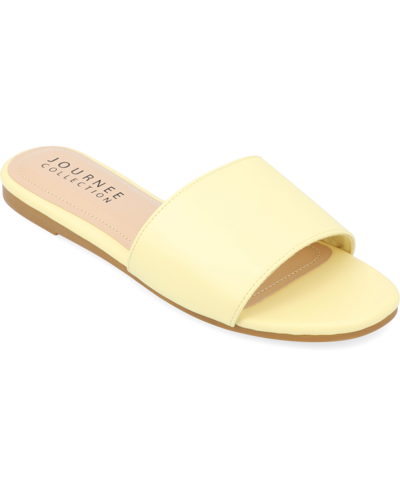 Shop Journee Collection Women's Kolinna Wide Width Slip On Flat Sandals In Yellow
