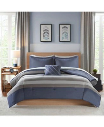 Shop Intelligent Design Marsden Comforter Sets In Blue,grey