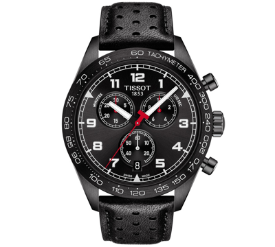 Shop Tissot Men's Swiss Chronograph Prs 516 Black Perforated Leather Strap Watch 45mm