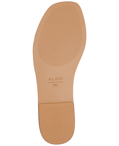 Shop Aldo Women's Elenaa Studded Flat Slide Sandals In Medium Brown