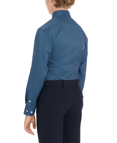 Shop Michael Kors Big Boys Classic Fit Button Up Dress Shirt In Navy,white