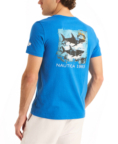 Shop Nautica Shark Week X  Men's Classic-fit Back Graphic T-shirt In Star Sapphire