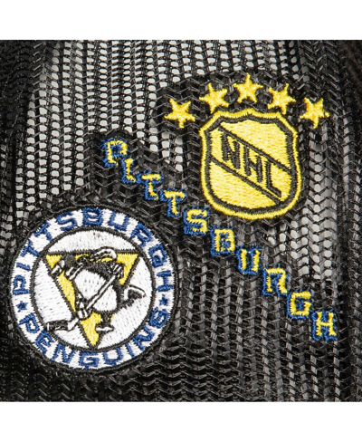 Mitchell & Ness Men's  Black Pittsburgh Penguins Times Up Classic Script Cord Trucker Adjustable Hat In Black