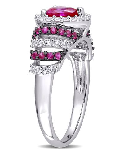 Shop Macy's Lab-grown Ruby (1 1/3 Ct. T.w.) And Lab-grown White Sapphire (3/8 Ct. T.w.) Heart Vintage Style Ring