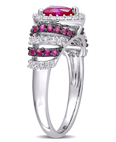 Macy's Lab-grown Ruby (1 1/3 Ct. T.w.) And Lab-grown White Sapphire (3/8 Ct. T.w.) Heart Vintage Style Ring In Ruby