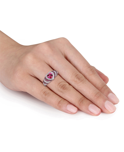 Shop Macy's Lab-grown Ruby (1 1/3 Ct. T.w.) And Lab-grown White Sapphire (3/8 Ct. T.w.) Heart Vintage Style Ring