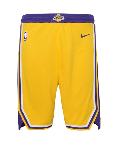 Shop Nike Big Boys  Gold Los Angeles Lakers Icon Edition Mesh Performance Swingman Shorts