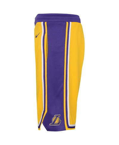 Shop Nike Big Boys  Gold Los Angeles Lakers Icon Edition Mesh Performance Swingman Shorts