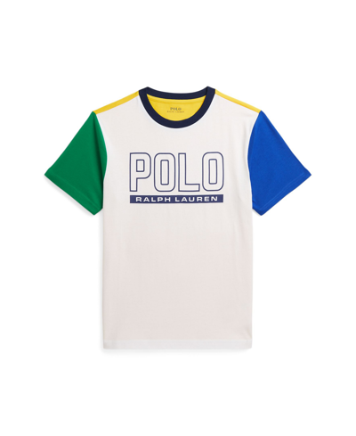 Shop Polo Ralph Lauren Toddler And Little Boys Color-blocked Logo Cotton Jersey T-shirt In White Multi