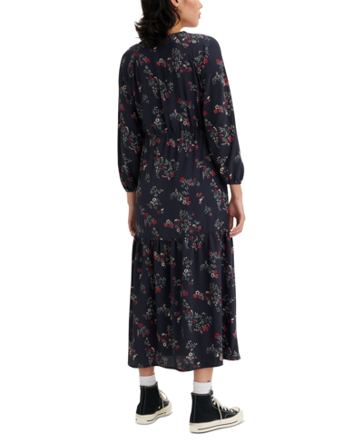 Shop Levi's Women's Nicolette Printed Wrap Dress In Anastasia Floral Night Sky