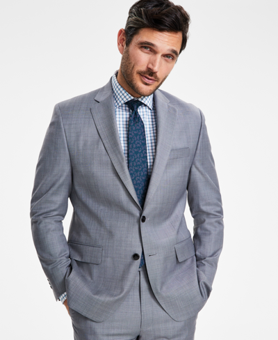 Shop Michael Kors Men's Classic-fit Wool-blend Stretch Solid Suit Jacket In Light Grey