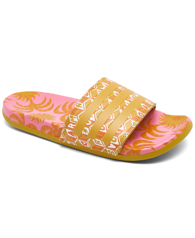 Shop Adidas Originals Women's Adilette Comfort Slide Sandals From Finish Line In Semi Pink Glow,victory Go
