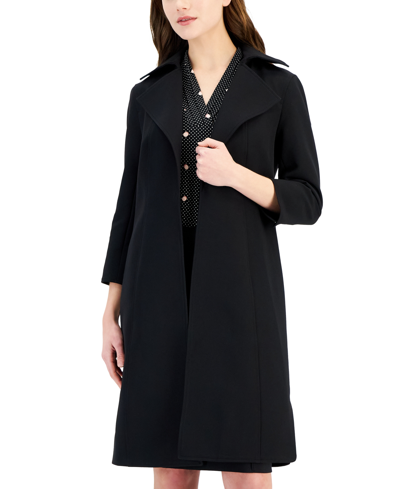 Shop Anne Klein Women's Wide-collar 3/4-sleeve Kissing Coat Topper In Anne Black