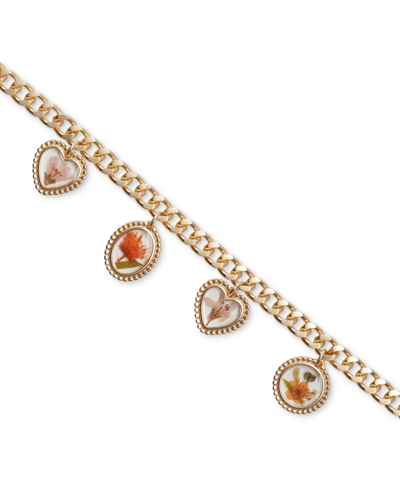 Shop Lucky Brand Gold-tone Pressed Flower Charm Bracelet