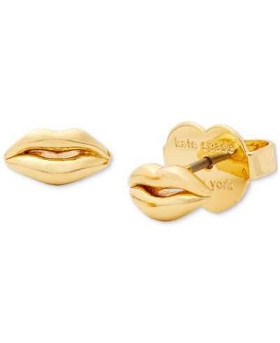 Shop Kate Spade Gold-tone Lip Mini Stud Earrings In Gold.