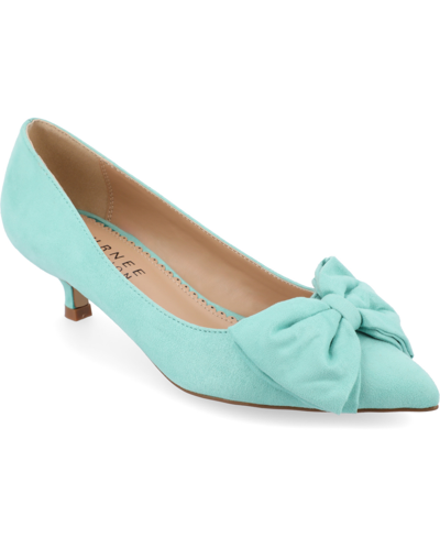 Journee Collection Womens Orana Pumps Slip-on Pointed Toe Kitten Heel In Mint