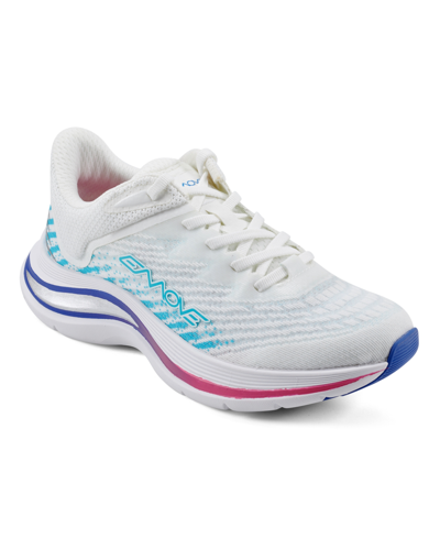 Shop Easy Spirit Women's Easymove Round Toe Lace-up Sneakers In White,blue Multi