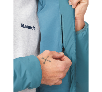 Shop Marmot Men's Novus Hooded Insulated Full-zip Jacket In Moon River