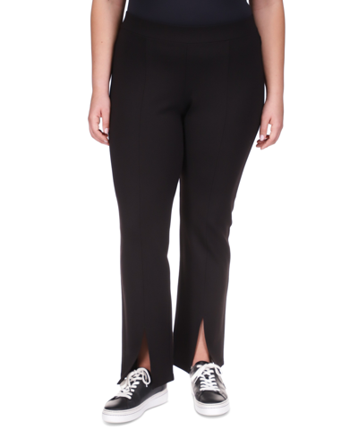 Shop Michael Kors Michael  Plus Size Split-hem Legging Pants In Black
