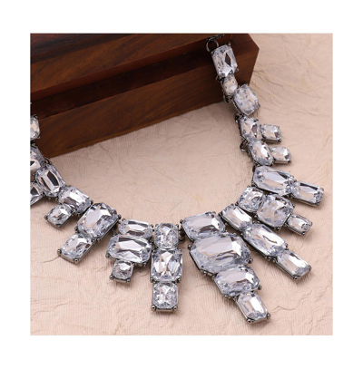 Shop Sohi Women's Crystal Statement Necklace In Silver