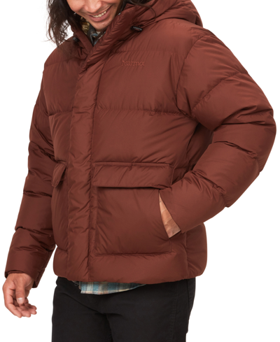 Shop Marmot Men's Stockholm Quilted Full-zip Hooded Down Jacket In Chocolate