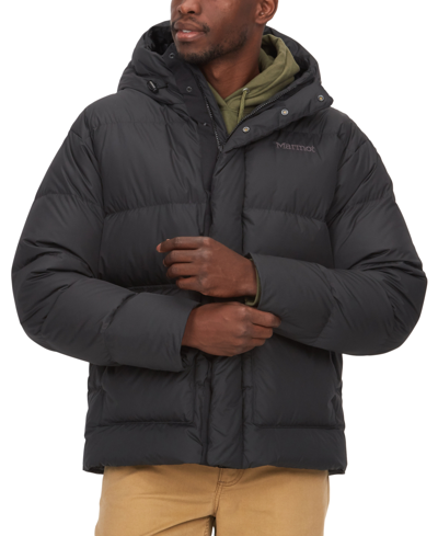 Shop Marmot Men's Stockholm Quilted Full-zip Hooded Down Jacket In Black
