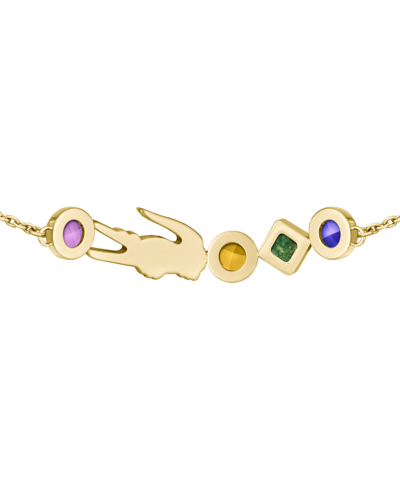 Lacoste Gold-tone Deva Multicolor Stone Charm Bracelet In Gold