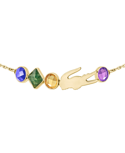 Lacoste Gold-tone Deva Multicolor Stone Charm Bracelet In Gold