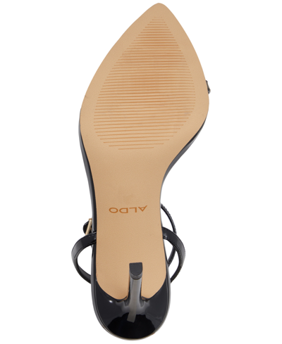 Aldo Tulipa Ankle Strap Pointed Toe Sandal In Black Patent