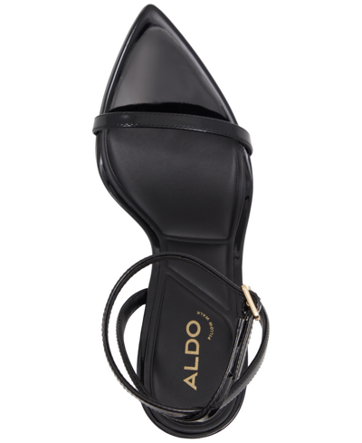 Aldo Tulipa Ankle Strap Pointed Toe Sandal In Black Patent