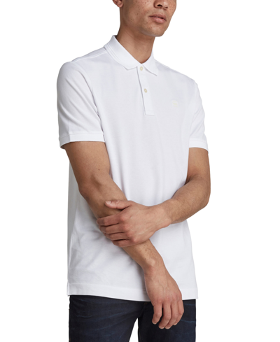 Shop G-star Raw Men's Dunda Slim Fit Short-sleeve Logo Polo Shirt In White