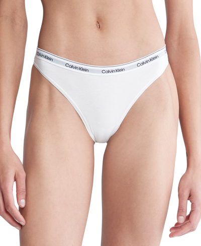 Shop Calvin Klein Women's Modern Logo Low-rise Thong Underwear Qd5043 In White