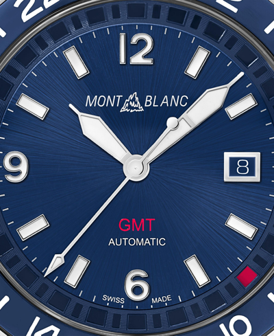 Shop Montblanc Men's Swiss Automatic 1858 Gmt Stainless Steel Bracelet Watch 42mm In Blue