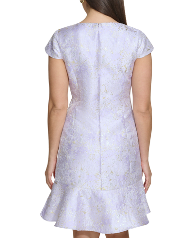 Shop Kensie Women's V-neck Jacquard Fit & Flare Dress In Lilac