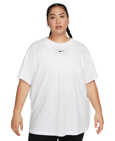 Shop Nike Plus Size Active Sportswear Essential Women's Logo T-shirt In White,black
