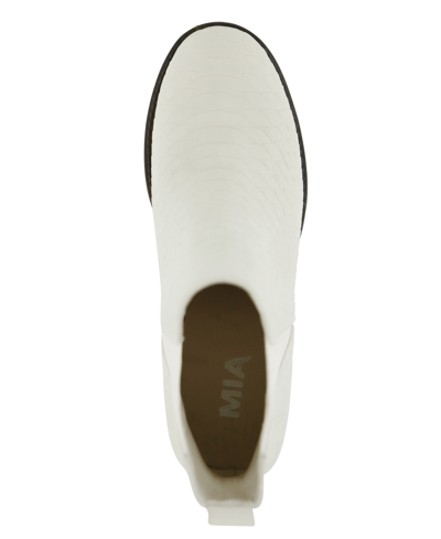 Mia Womens Block Heel Block Heel Ankle Boots In Ivory