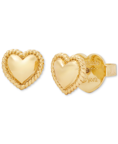 Shop Kate Spade Twisted Frame Heart Stud Earrings In Gold.