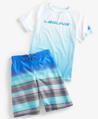 Shop Laguna Big Boys Sundown Stripe E Board Swim Trunks Ombre Spark Short Sleeve Sun T Shirt In Bright Orange
