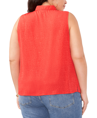 Shop Vince Camuto Plus Size Split-neck Ruffle-front Top In Tulip Red