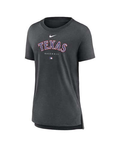 Nike Women's  Heather Charcoal Texas Rangers Authentic Collection Early Work Tri-blend T-shirt In Heather Charcoal