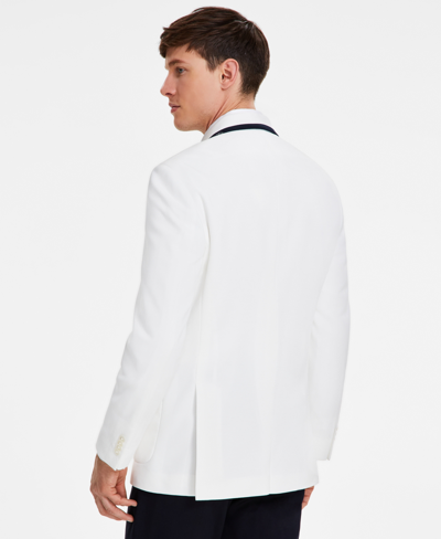 Tommy Hilfiger Men's Modern-fit Green Tipped Weave Sport Coat In White