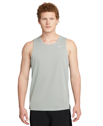 Shop Nike Men's Miler Dri-fit Running Tank In Grey Fog,reflective Silver