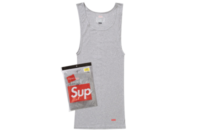 Pre-owned Supreme Hanes Tagless Tank Tops (3 Pack) Heather Grey