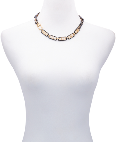 Shop Guess Gold-tone Color Oval Link Logo 18" Collar Necklace In T-tone