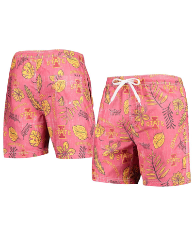 Shop Wes & Willy Men's  Cardinal Distressed Iowa State Cyclones Vintage-like Floral Swim Trunks