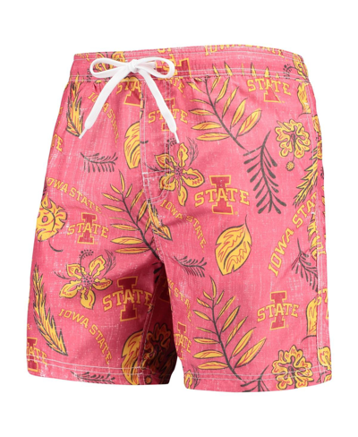 Shop Wes & Willy Men's  Cardinal Distressed Iowa State Cyclones Vintage-like Floral Swim Trunks