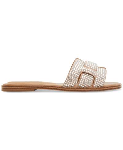 Shop Aldo Women's Elenaa Studded Flat Slide Sandals In White Bone